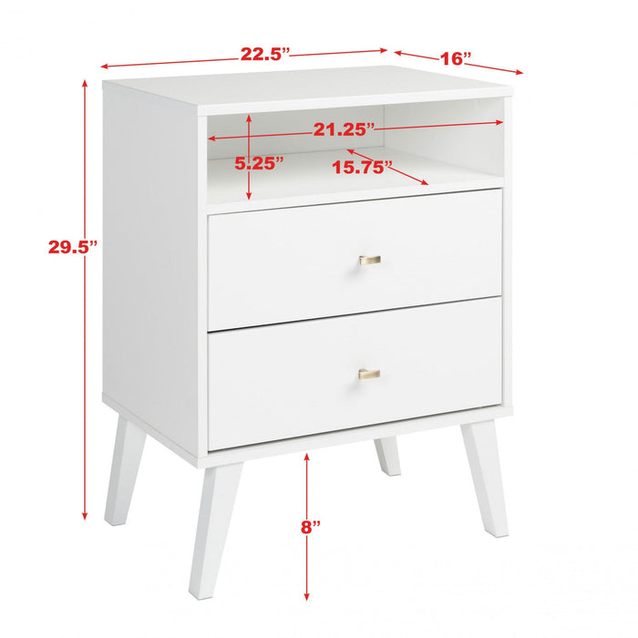Milo 2-Drawer Tall Nightstand - White