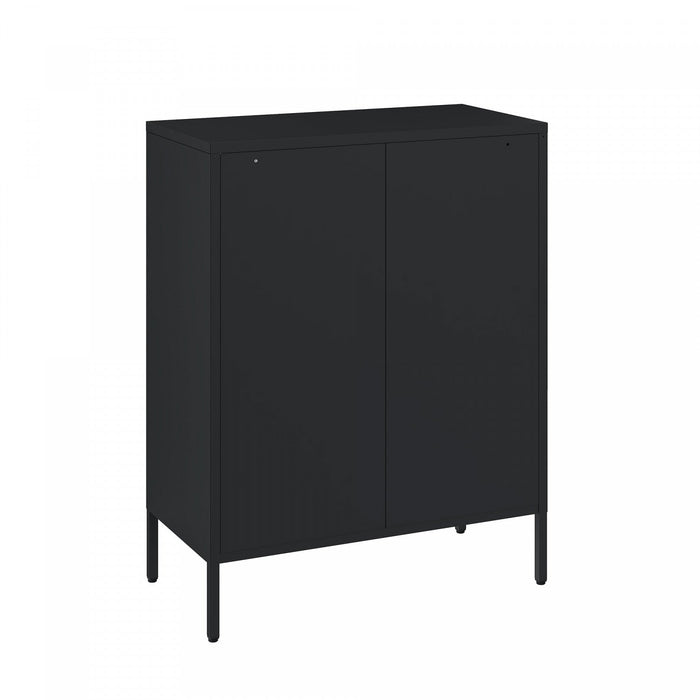Amelia Modern 32\" Metal Accent Cabinet in Black 