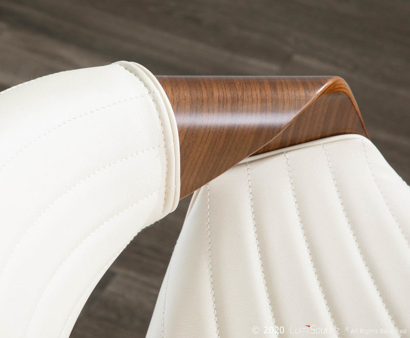 LumiSource Symphony Faux Leather Mid-Century Modern Dining Accent Chair - Walnut/Cream