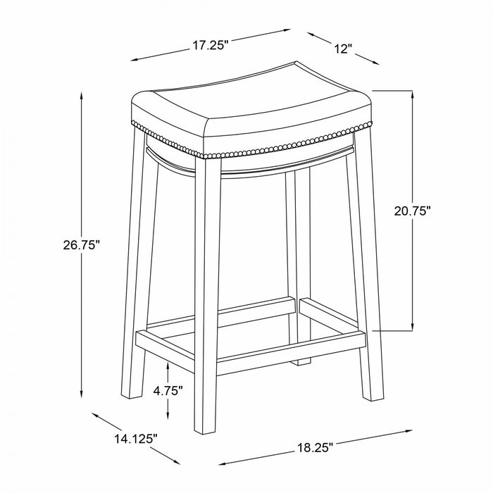 Claridge Faux Leather Backless Counter-Height Stool - Cognac