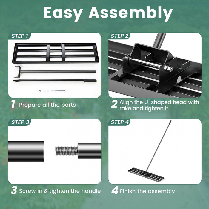 Costway Lawn Leveling Rake 42" X 10" Heavy Duty Level Lawn Tool For Garden Backyard/lawn Black