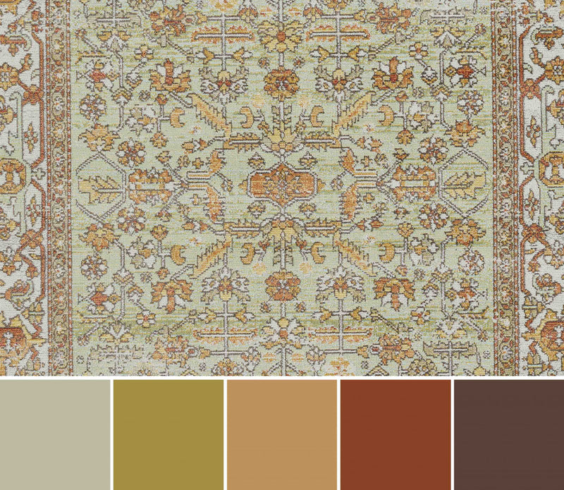 Hailey Traditional 7'10\" x 10'6\" Area Rug in Green Indoor Area Rug 