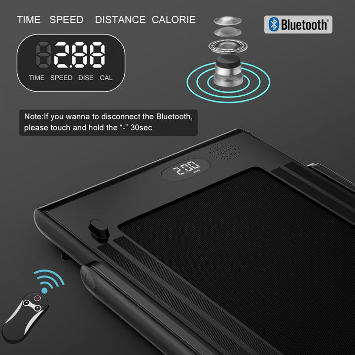 Superfit 2.25hp 2 In 1 Folding Treadmill Remote Control W/ App Control Speaker Black
