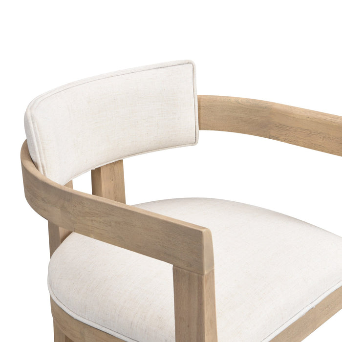 Tiffany 26\" Counter-height Stool Set Of 2 With Solid Wood Frame, Linen Look Fabric - Natural 