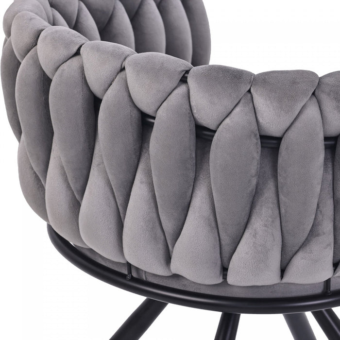 Amelia Velvet Swivel Dining Chairs with Tufted Upholstered and Metal Legs Set of 6, Grey  