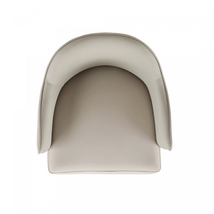 Hillman Modern Wood Vegan Leather and Velvet Armchair in Light Gray Dining Chair 