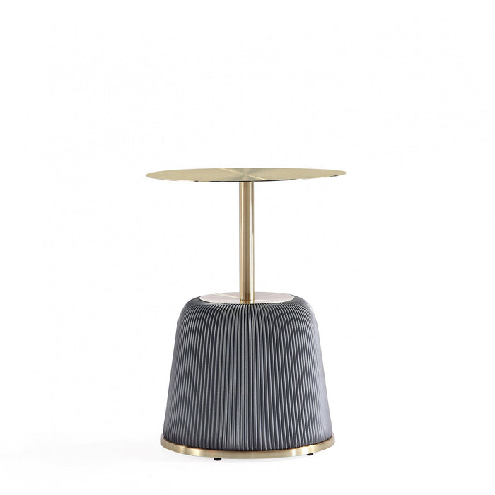 Anderson Modern Metal Top Upholstered End Table in Gray 