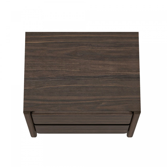 Linda Modern 24\" Nightstand in Walnut Brown (2-Drawer) 
