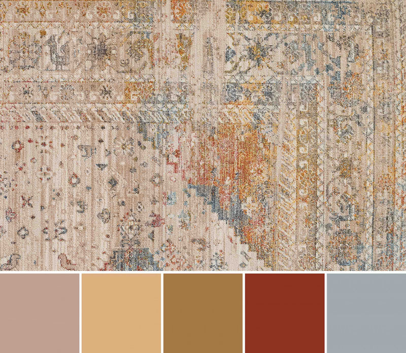 Ethel Traditional 5'0\" x Area Rug in Multi Indoor Area Rug 