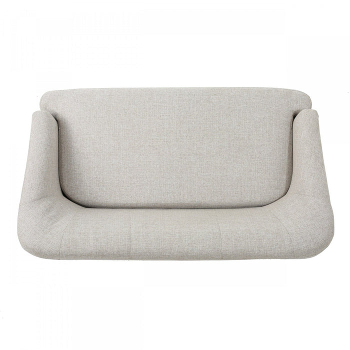 Zona Linen-look Fabric Loveseat With Flared Wood Legs - Beige 
