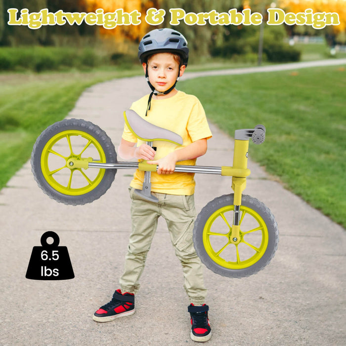 Honeyjoy 12" Balance Bike 2 Wheels Children's Bicycle With Adjustable Seat Green