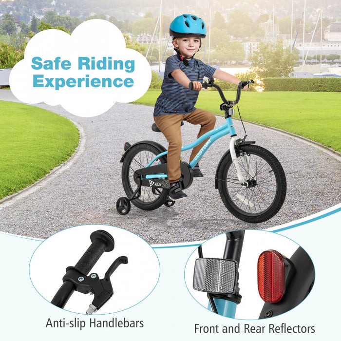 Costway 18" Kids Bike For 4-8 Years Old Boys & Girls With Adjustable Seat Handbrake Reflectors Blue
