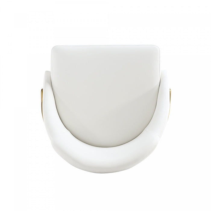 Gracie Modern Metal Vegan Leather Dining Chair in White and Gold 