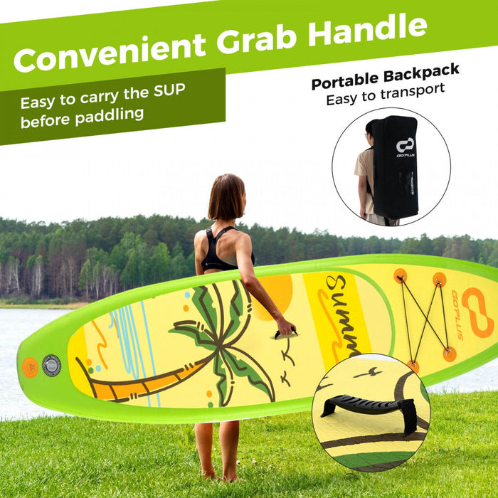 Goplus Large Inflatable Sup Board, Portable Paddle Board With 5d Rings Stand Up Paddle Board For Youth & Adult Green