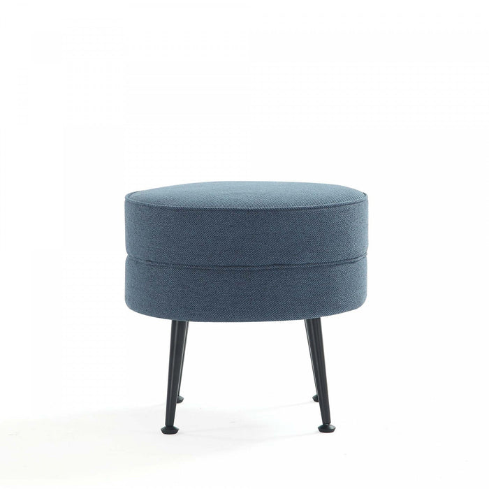 Bailey Mid-Century Modern Upholstered Accent Ottoman in Blue - Set of 2 