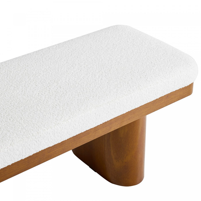 Olivia 47.5\" Wood Bed Bench Ottoman with Teddy Velvet Upholstery and Wooden Legs,Brown  