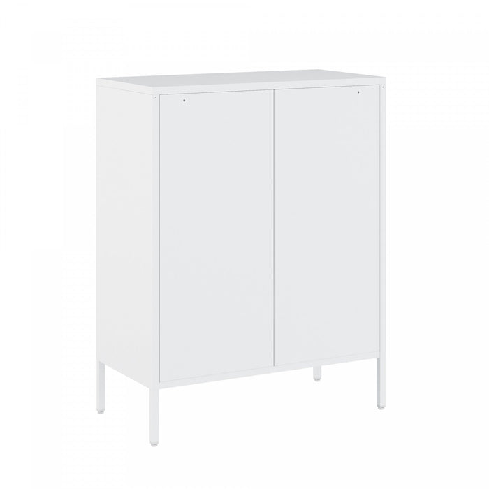 Naomi Modern 32\" Metal Accent Cabinet in White Armoire 