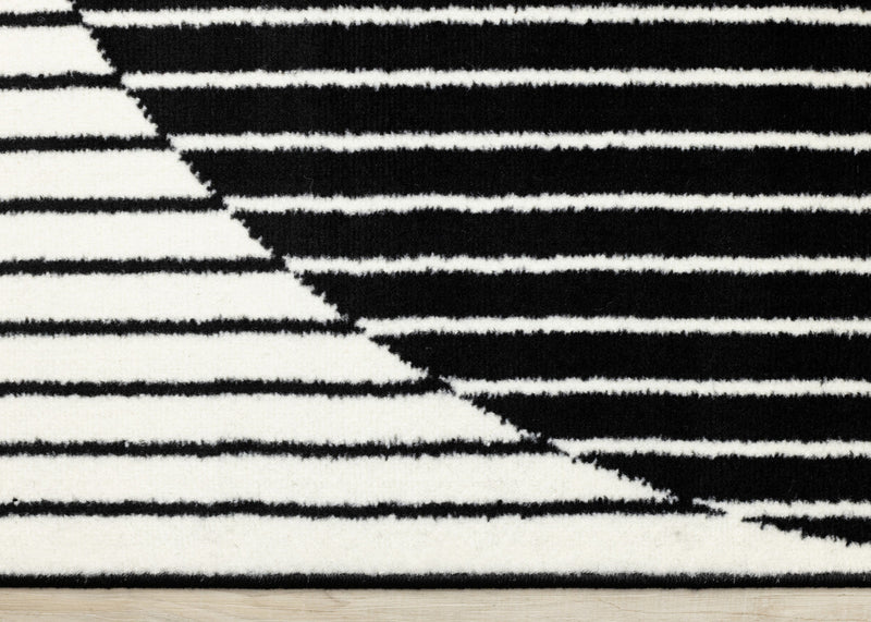 Forte Black White Stripes Contrasting Modern Area Rug - 7'9\" x 10'6\"