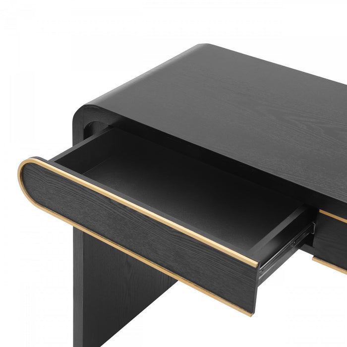Olivia 47.2\" Wooden Sofa Table with Drawers - Black 