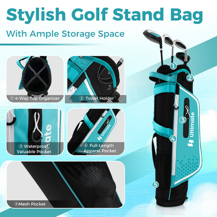 Ultimate Kids Golf Practice Set Junior Complete Golf Club Set For Kids Age 8-10 Years Old Blue