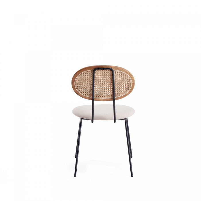 Jardin Industry Chic Cane Back Upholstered Dining Chair in Oatmeal and Natural - Set of 4 