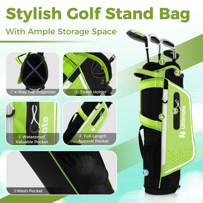 Ultimate Kids Golf Practice Set Junior Complete Golf Club Set For Kids Age 5-7 Years Old Green