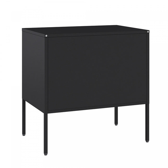 Ava Modern 24\" Metal Accent Cabinet in Black 