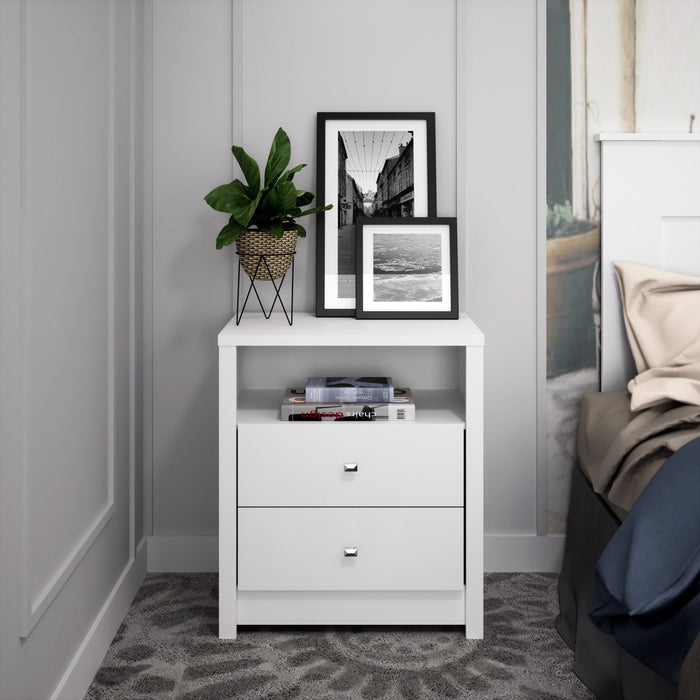 Calla Tall 2-Drawer Nightstand - White