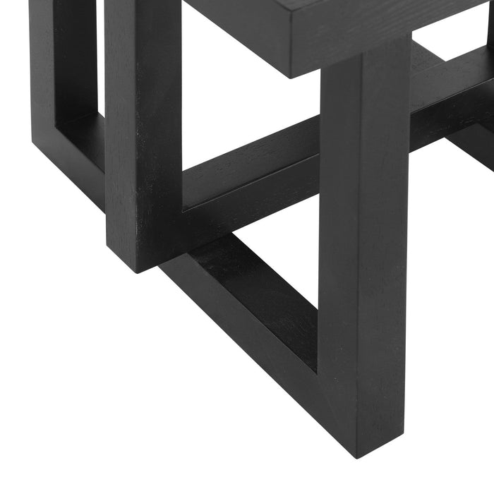 Ethan Rustic Solid Rubberwood End Table,Black  