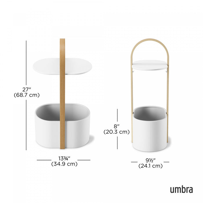 Umbra Modern Steel Bellwood Storage End Table - White and Natural