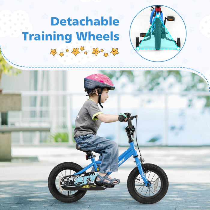 Costway 12" Kids Training Bike With Removable Training Wheels Pneumatic Tires Navy