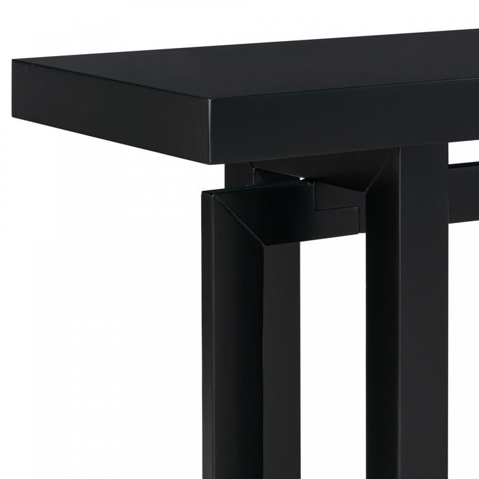 Ethan 59.1'' Triple Rectangle Design Painted Entryway Table with Pine Wood Legs,Black Sofa Table  