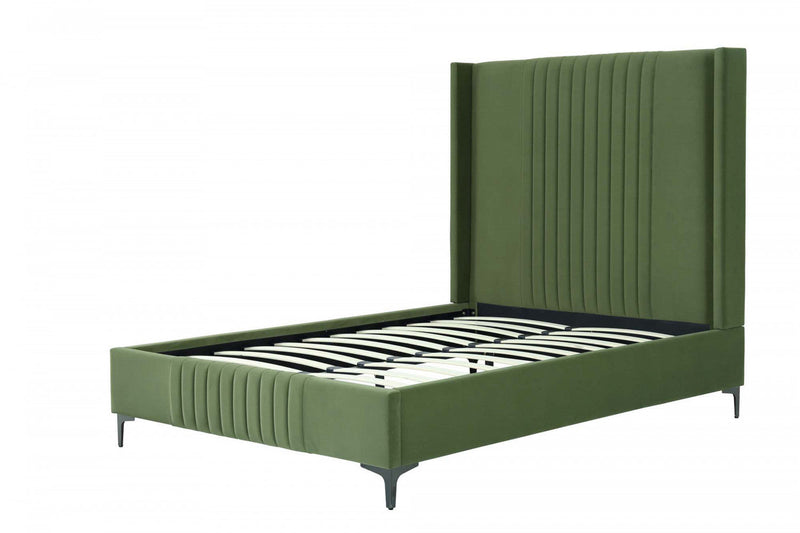 Promenade Mid-Century Modern Upholstered Velvet Full Bed in Moss Green 