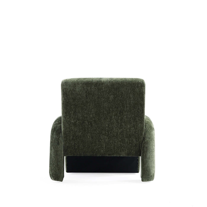 Verandah Mid-Century Modern Chenille Lounge Chair in Olive Green - Set of 2 