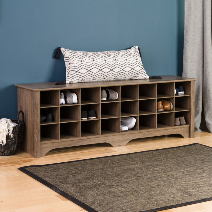 Twenty-Four Pair Shoe Storage Cubby Bench - Drifted Grey