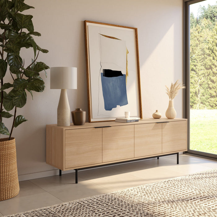 Nordika Hamilton 70\" TV Stand with 4 Storage Cabinets - Natural Blonde Oak 
