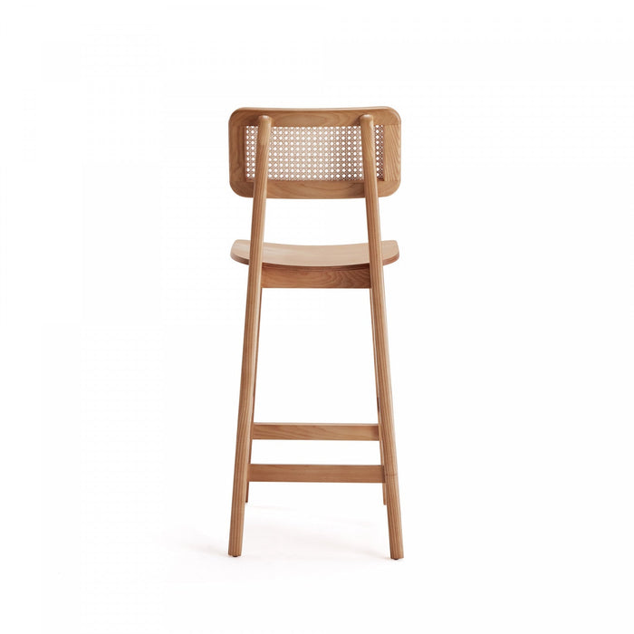 Versailles Industry Chic Cane Back Wood Counter Stool in Natural - Set of 2 