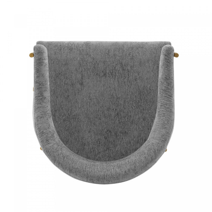 Lia Modern Metal Chenille Armchair in Gray - Set of 2 Dining Chair 