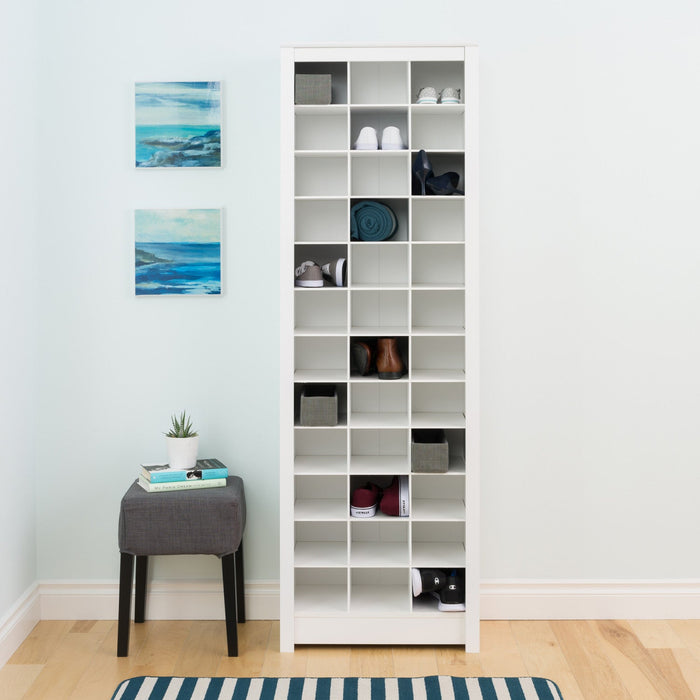 Thirty-Six Pair Shoe Storage Rack - White