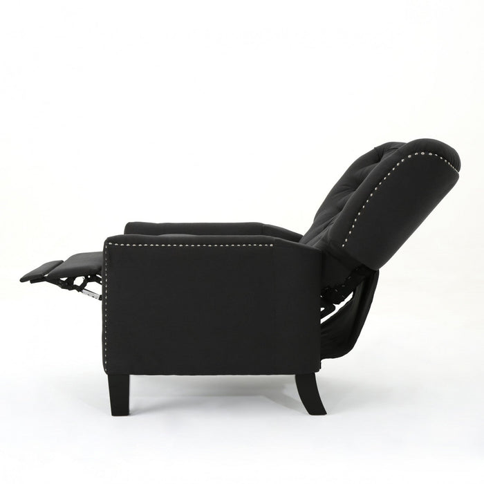 Lily Linen-look Fabric Push Back Recliner Chair With Rivet Accents,antique Dark Grey Accent Chair 