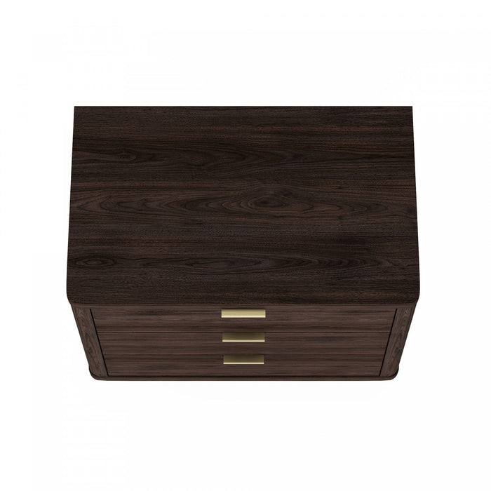 Evelyn Modern 32\" Nightstand in Brown (3-Drawer) 