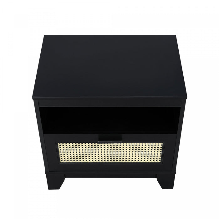 Sheridan Mid-Century Modern 22\" Nightstand in Black (1-Drawer) - Set of 2 
