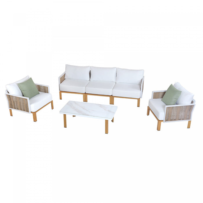 Vine Modern 4-Piece Conversation Set in White 