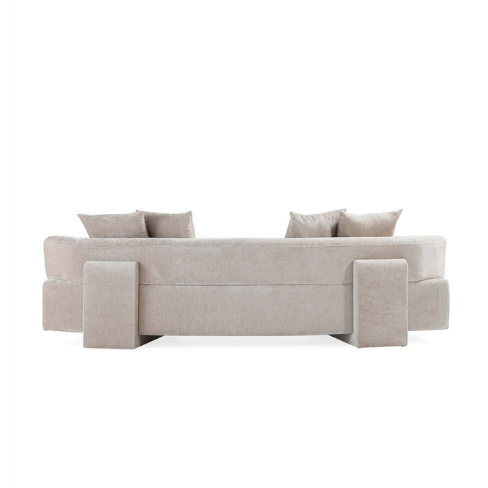 Verandah Mid-Century Modern 112\" Chenille Sofa in Beige 
