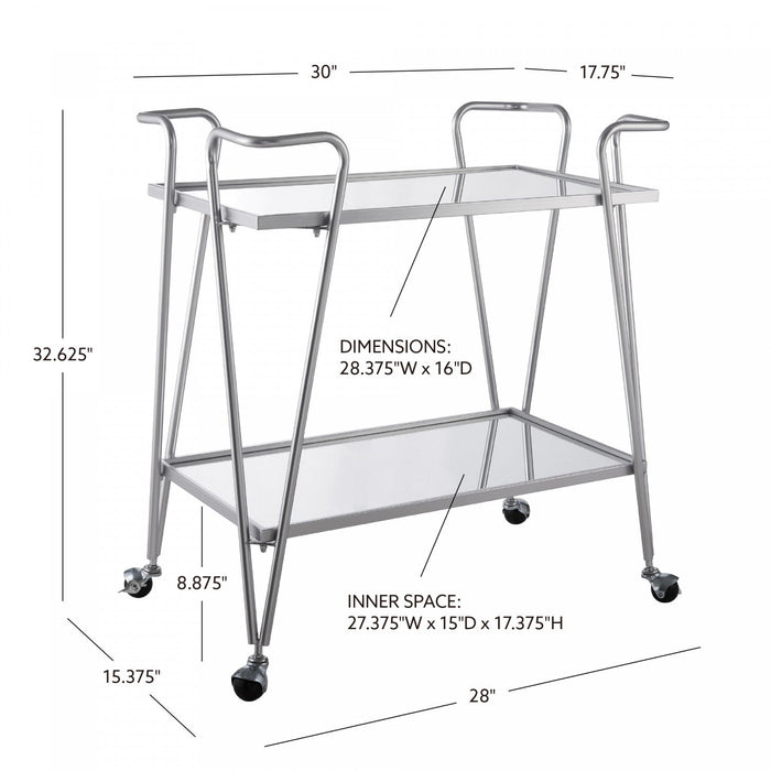 Silver Mid-Century Bar Cart