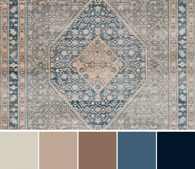 Lucia Traditional 2'6\" x 8'0\" Runner Rug in Blue Indoor Area Rug 