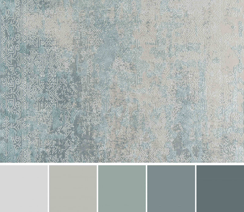 Elysia Traditional 5'1\" x Area Rug in Blue Indoor Area Rug 