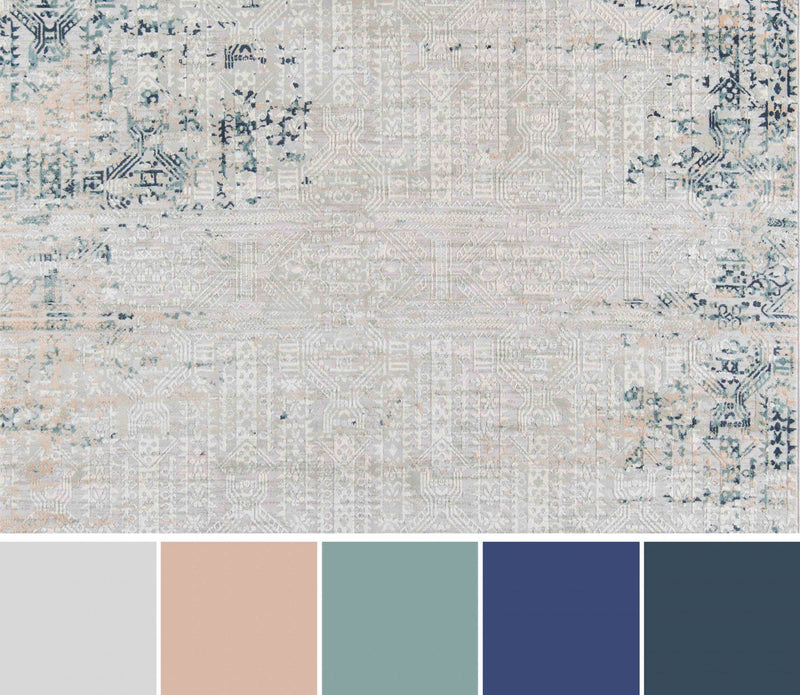 Amber Traditional 5'1\" x 7'7\" Area Rug in Grey Indoor Area Rug 