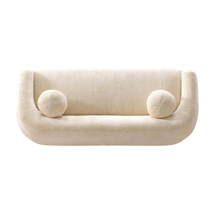 Tribeca Mid-Century Modern 86\" Chenille Sofa in Cream 