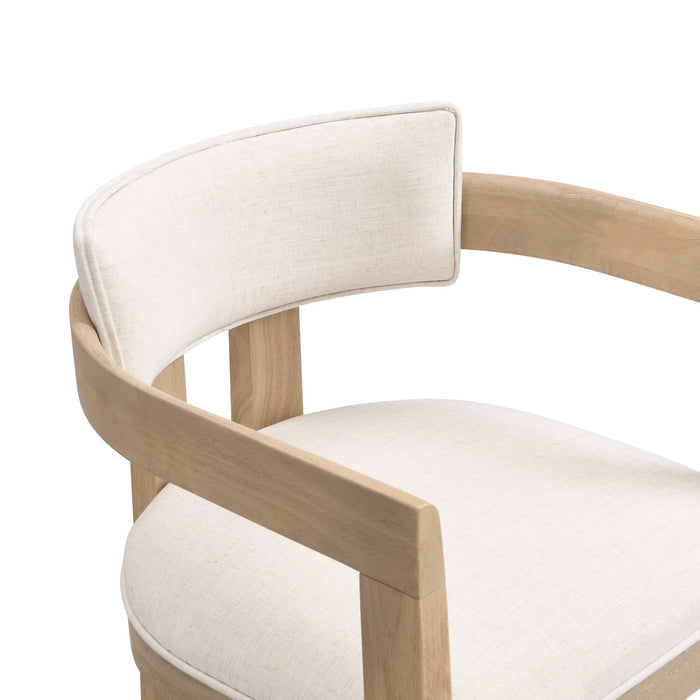 James Armrest Dining Chair Set Of 2 With Rubberwood Frame - Beige 
